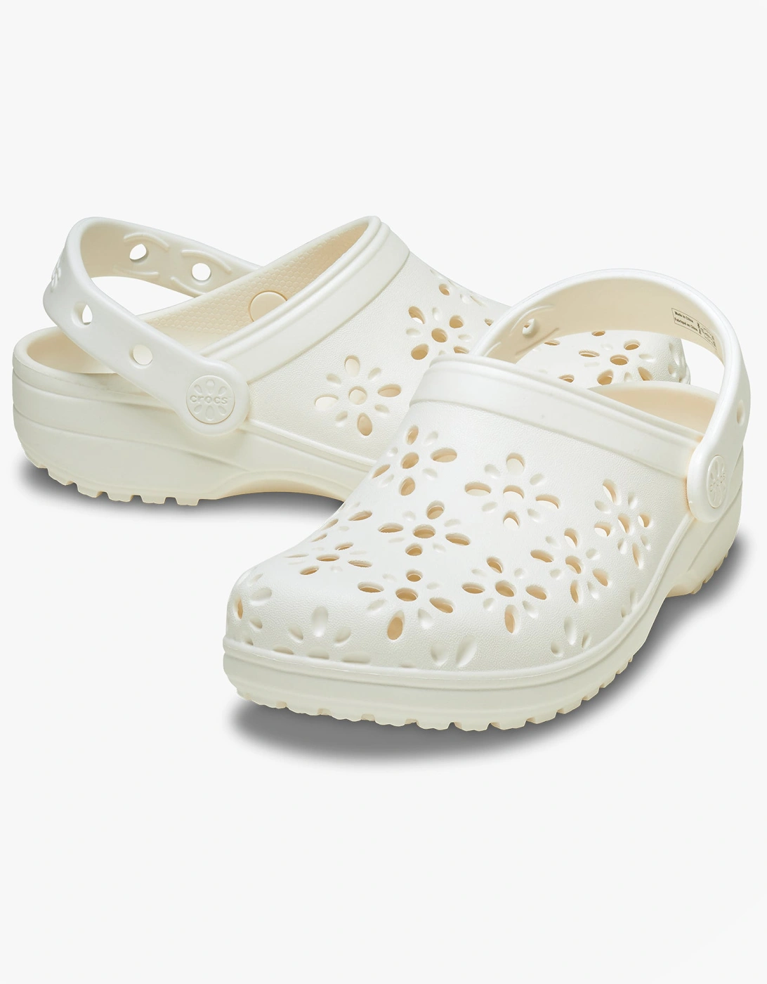 Crocs 210927 CLASSIC FLORAL CUT OUT Womens Clogs Chalk