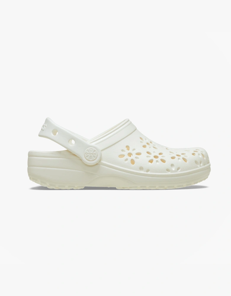 Crocs 210927 CLASSIC FLORAL CUT OUT Womens Clogs Chalk