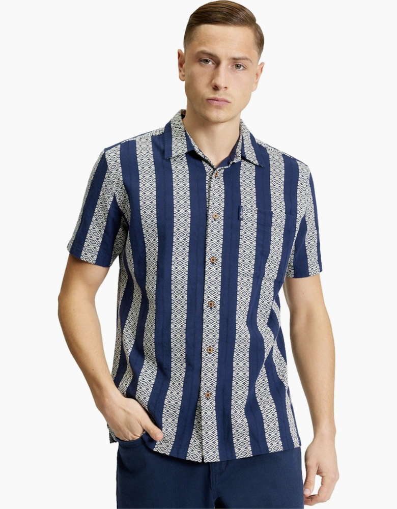 Ben Sherman Mens Block Geo Jacquard Short Sleeve Shirt