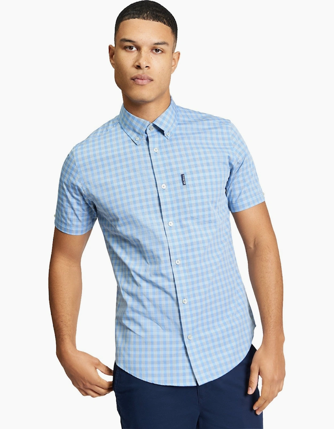 Ben Sherman Mens Linear Gingham Short Sleeve Shirt