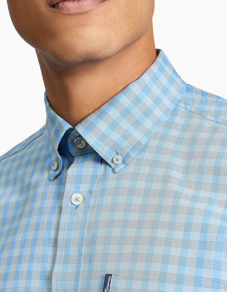 Short Sleeve Signature Gingham Shirt | Lake Blue