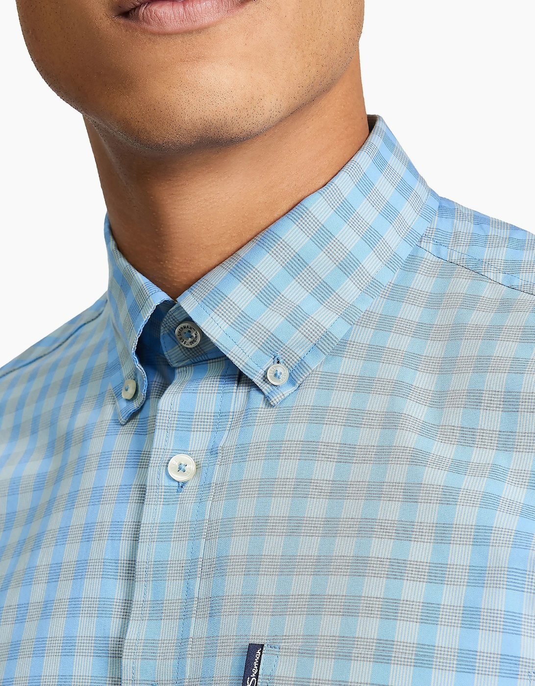 Short Sleeve Signature Gingham Shirt | Lake Blue