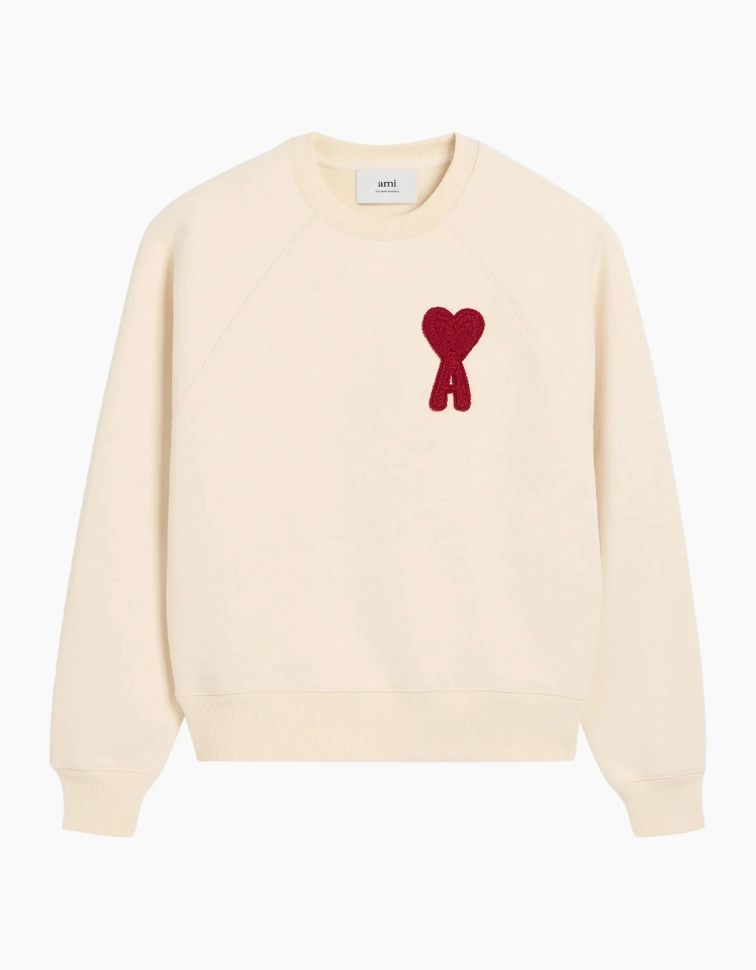 AMI Paris Men's AMI Paris Ami De Coeur Patch Sweatshirt Cream White - Brown