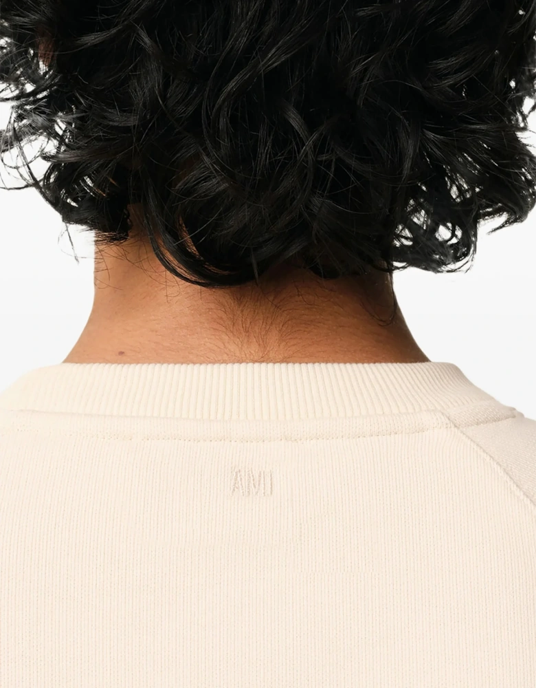 AMI Paris Ami De Coeur Patch Sweatshirt Cream White