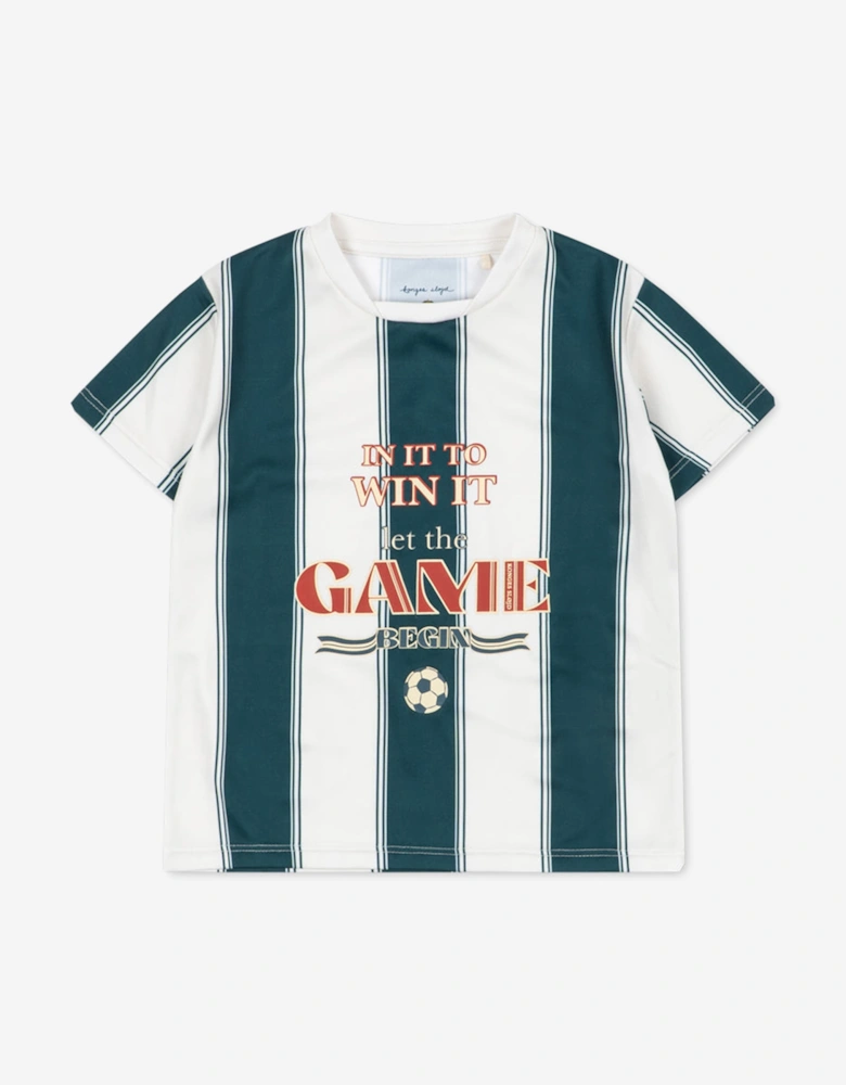 Konges Sløjd Boys Act Class Stripe T-Shirt in Green