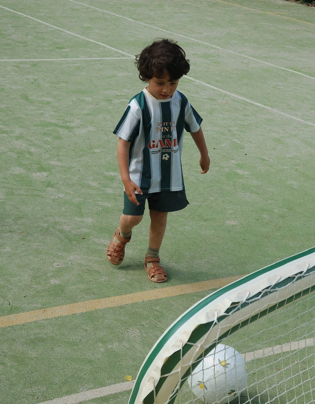 Konges Sløjd Boys Act Class Stripe T-Shirt in Green