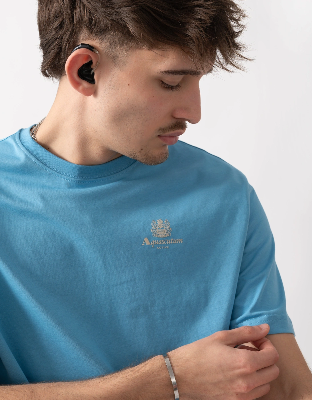 Aquascutum Mens Small Logo T-Shirt - Avio 18