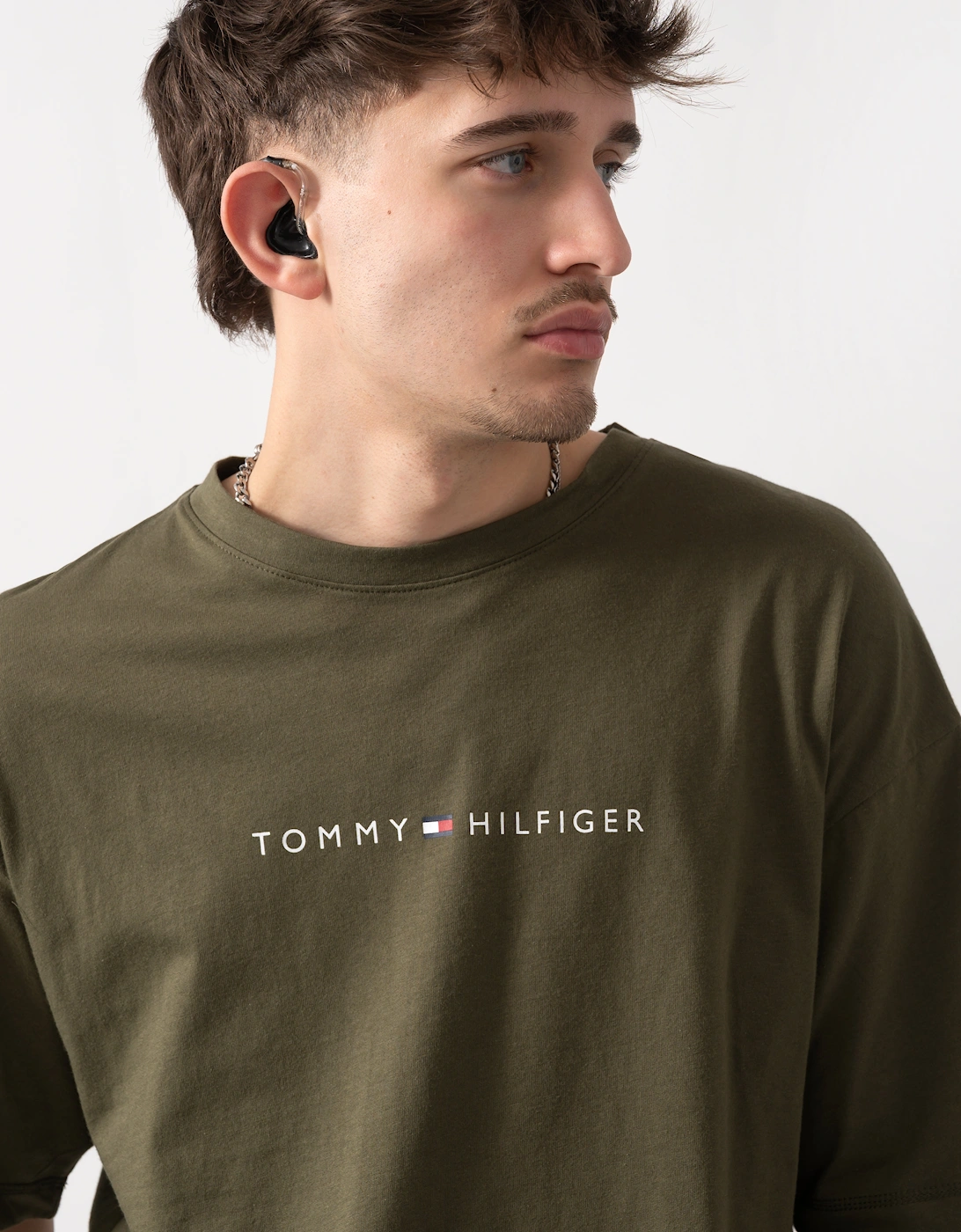Tommy Hilfiger Logo Mens Lounge Tee - Army Green