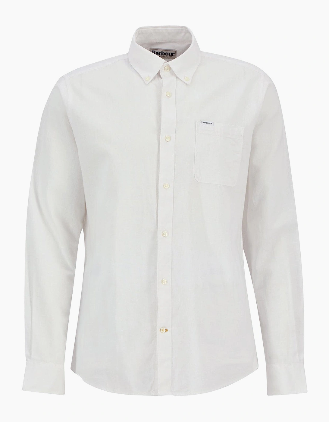 Men's Barbour Nelson Linen Tailored Shirt - White - Size, 38/Regular