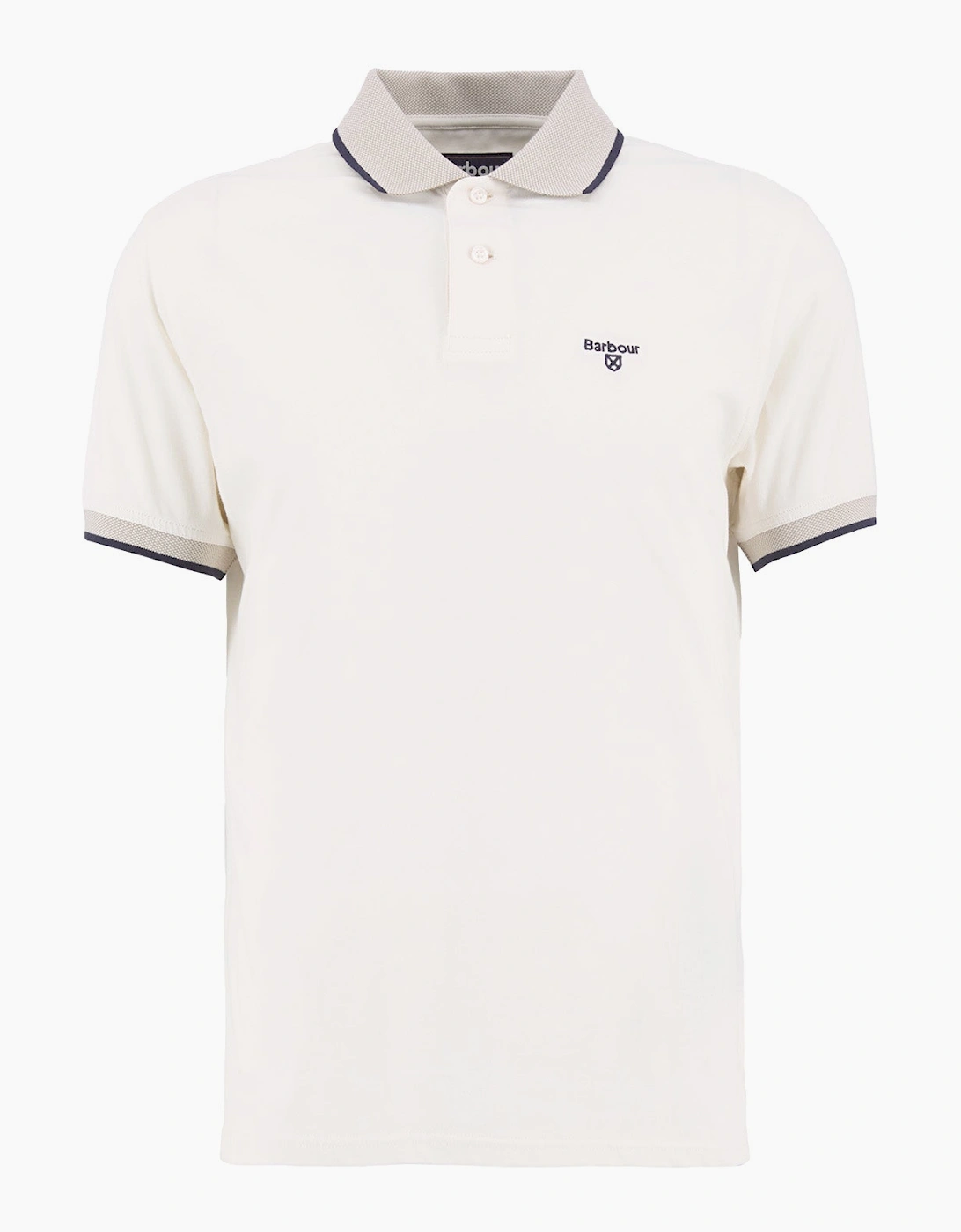 Barbour Men's White Cornsay Pique Collar Polo Shirt - Size 42