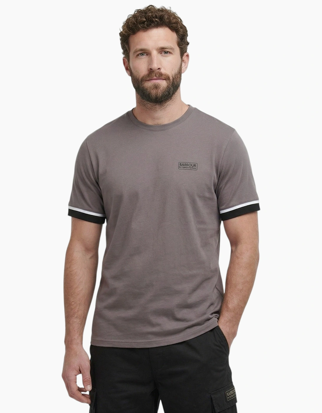 Barbour Mens B.Intl Deep Cuff Evan Tipped T-Shirt Soft Cotton T-Shirts