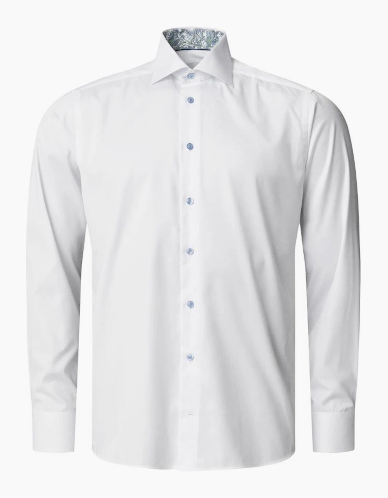Eton Floral Trim Signature Twill Slim Shirt 00 White