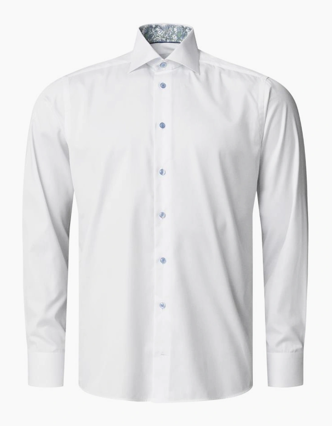 Eton Floral Trim Signature Twill Slim Shirt 00 White