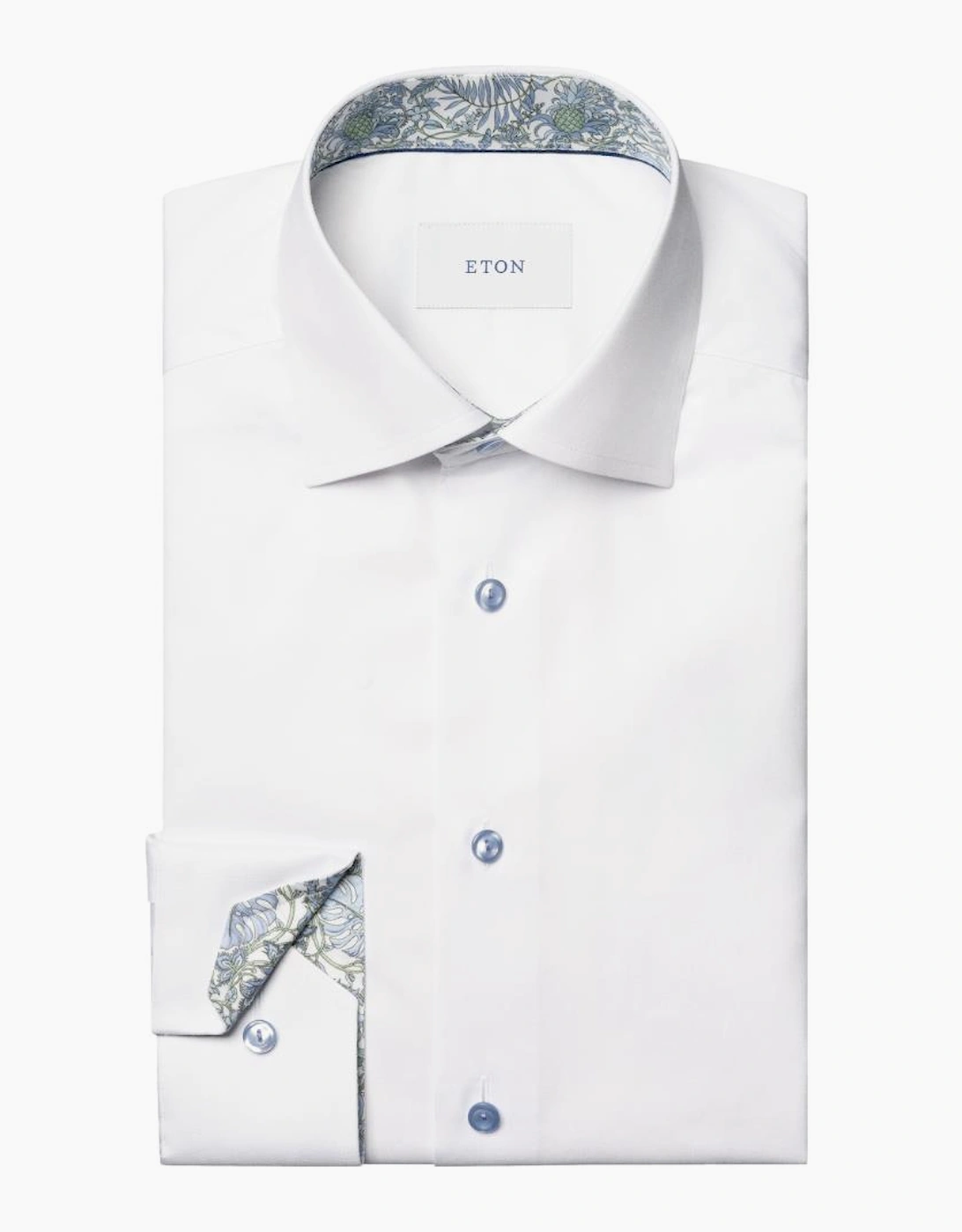Eton Floral Trim Signature Twill Slim Shirt 00 White, 3 of 2