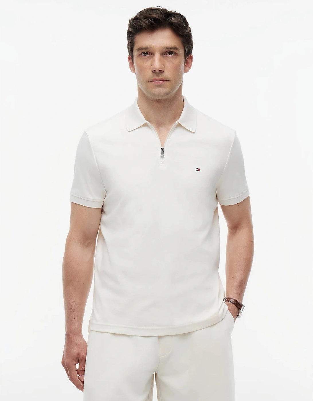 Tommy Hilfiger Interlock Zip Reg Polo Z00 Ivory Petal