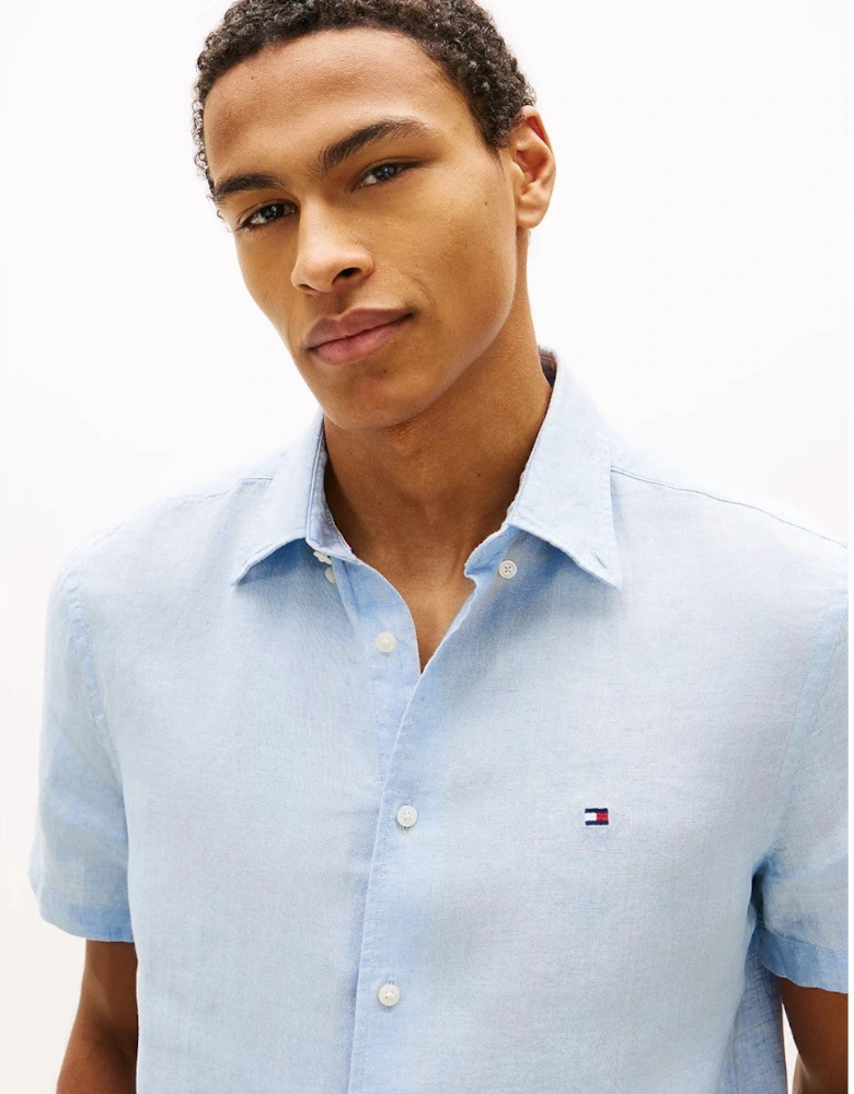 Tommy Hilfiger Pigment Dyed Linen SS Shirt C10 Breezy Blue