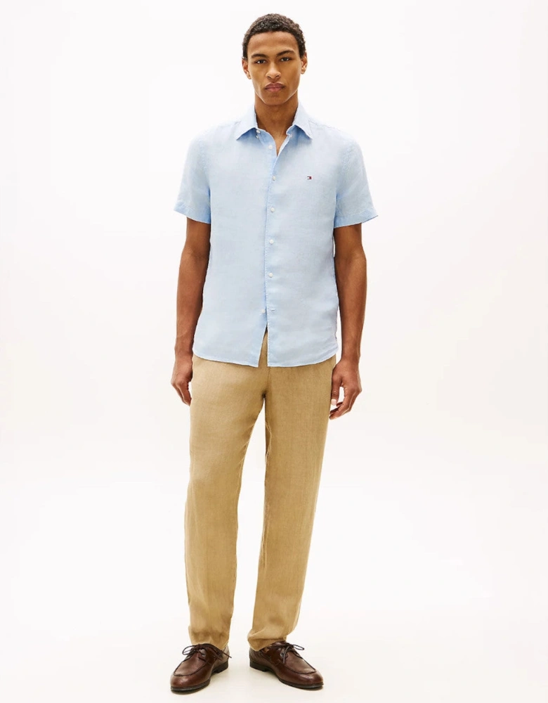 Tommy Hilfiger Pigment Dyed Linen SS Shirt C10 Breezy Blue
