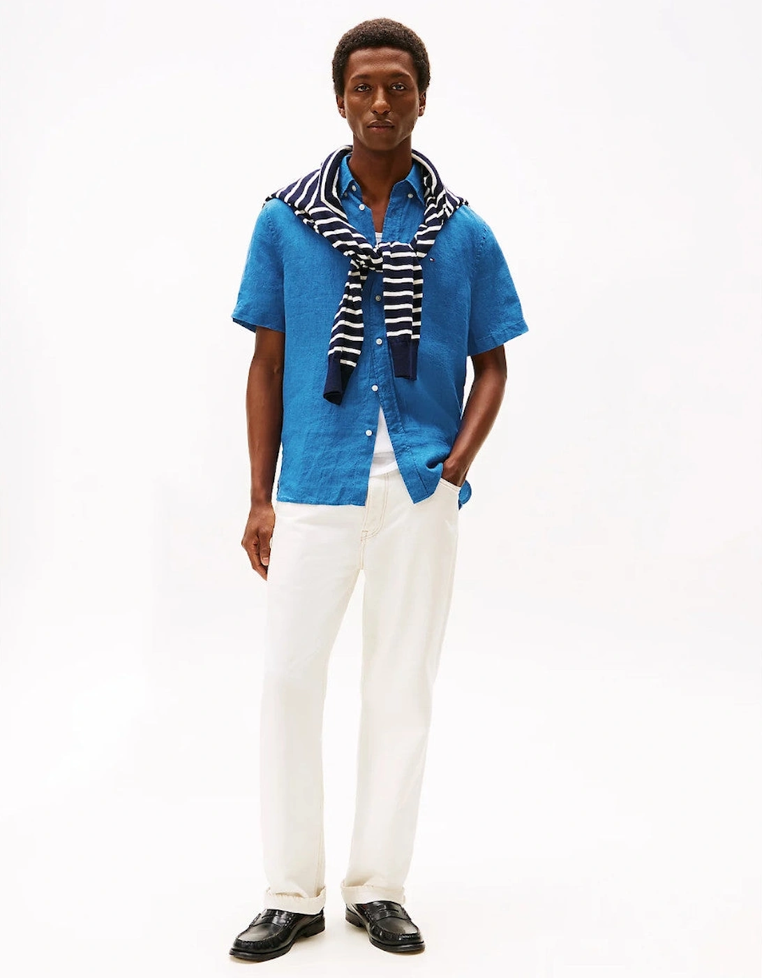 Tommy Hilfiger Pigment Dyed Linen SS Shirt C4U Blue Orbit