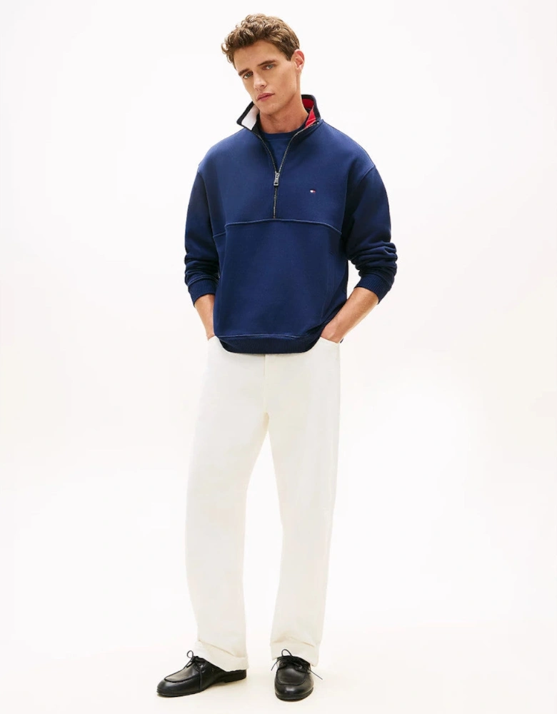 Tommy Hilfiger Flag Quarter Zip DCC Carbon Navy