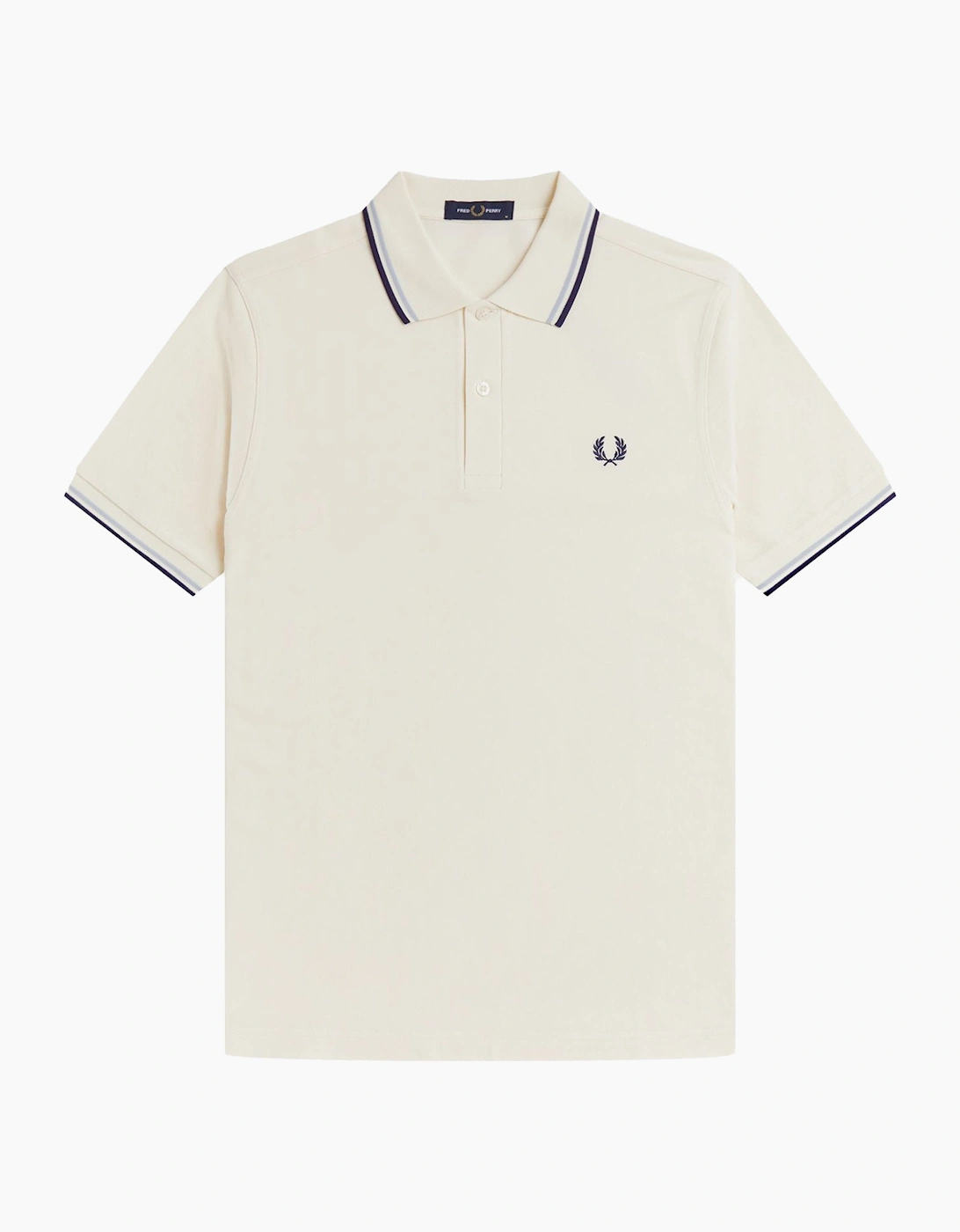 Fred Perry Men's Tan Twin Tipped Polo Shirt Ecru/Dusky Blue/French Navy  42 Xl