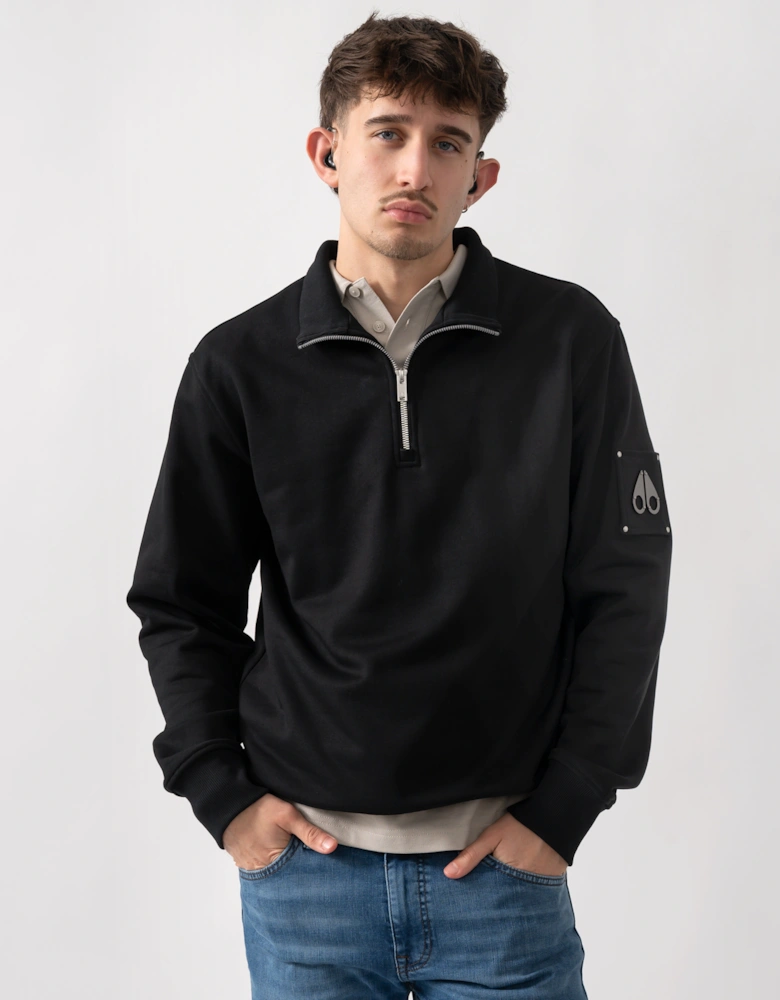 Moose Knuckles Hartsfield Mens 1/4 Zip Sweatshirt - Black 292