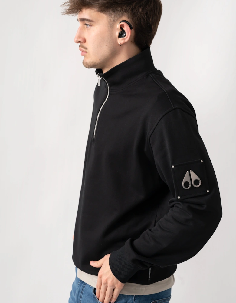 Moose Knuckles Hartsfield Mens 1/4 Zip Sweatshirt - Black 292