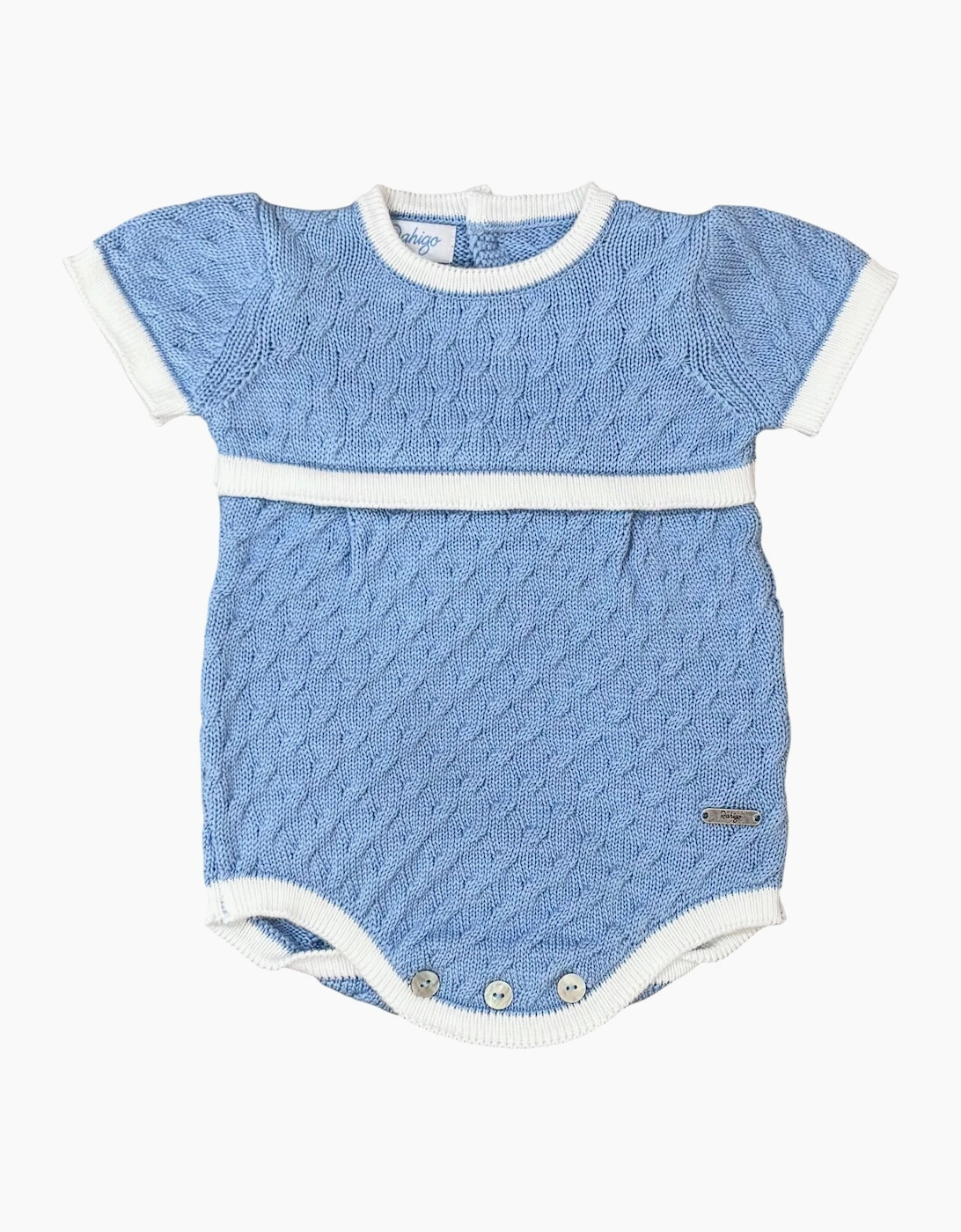 Boys Blue and White Knit Romper, 3 of 2