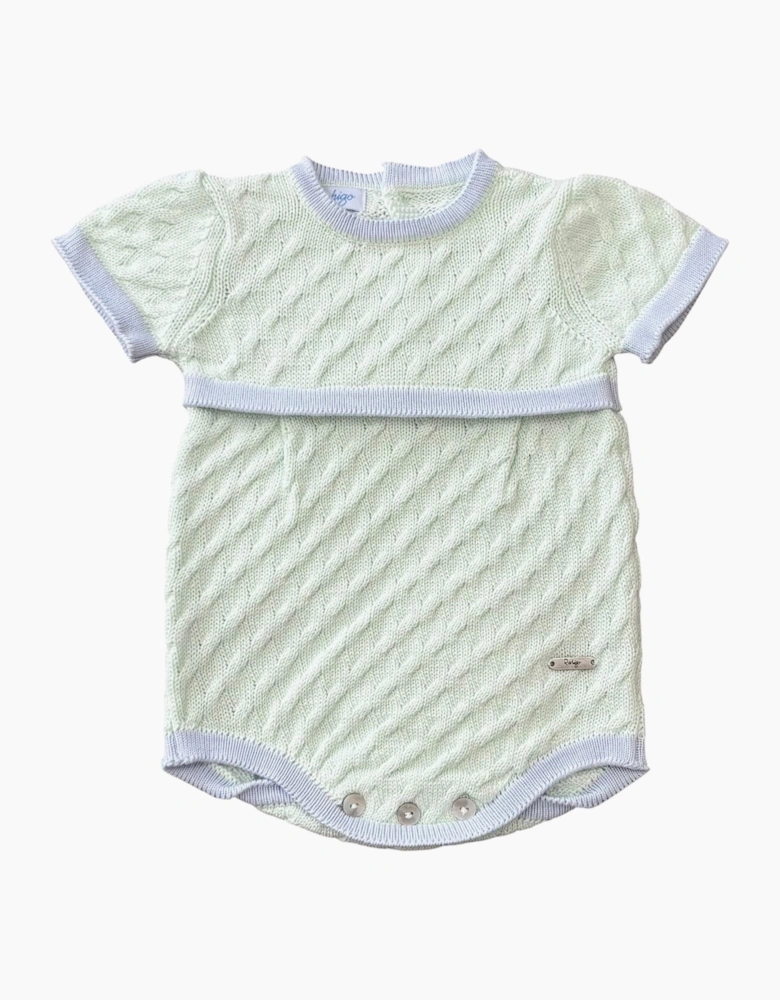 Boys Mint and Pale Blue Knit Romper