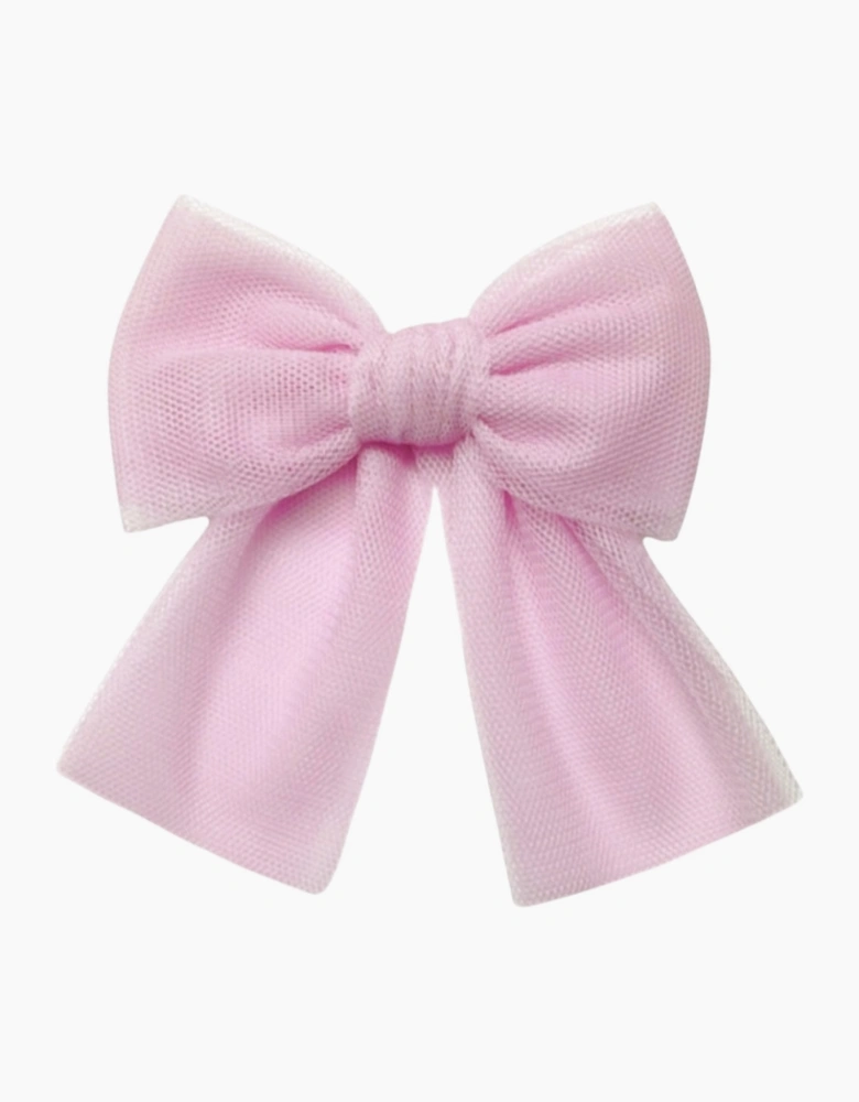 Girls Pale Pink Tulle Bow Hair Clip