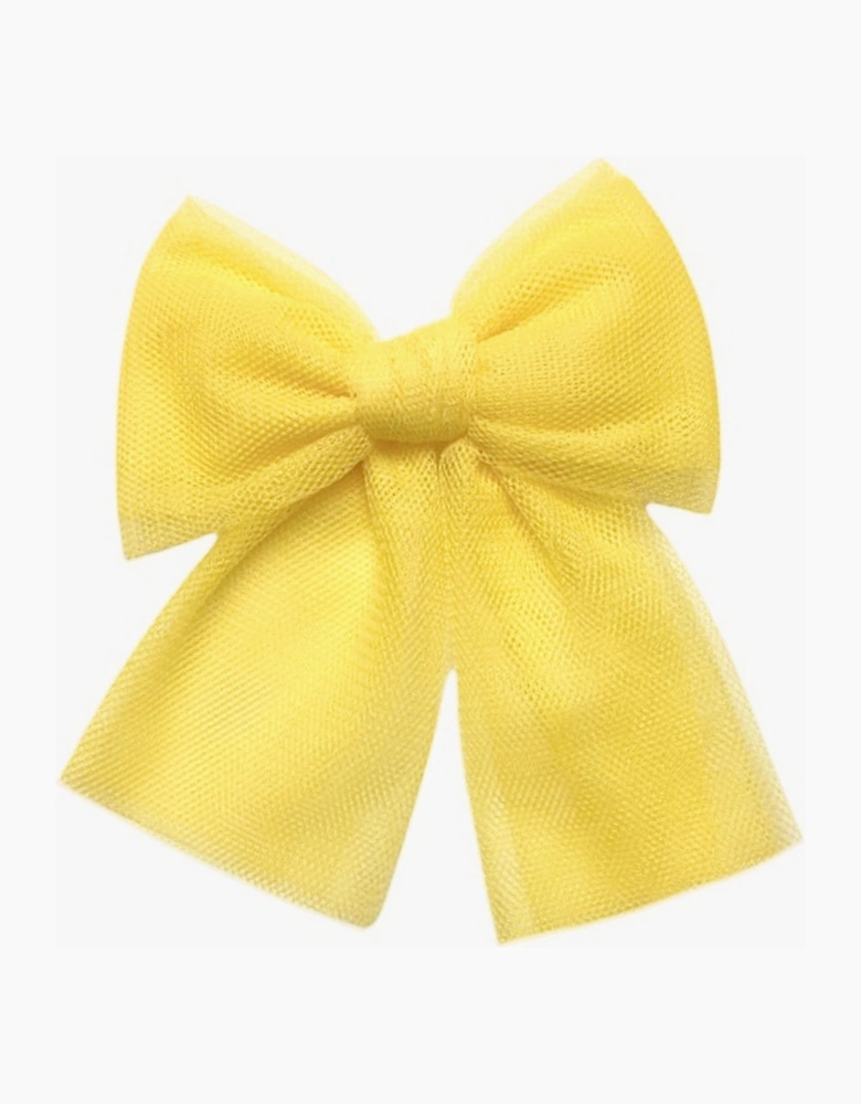 Girls Yellow Tulle Bow Hair Clip