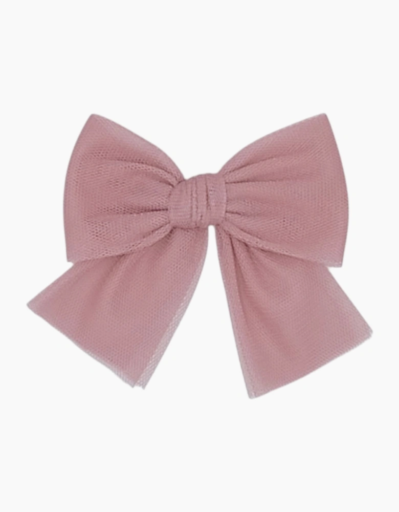 Girls Dusty Pink Tulle Bow Hair Clip