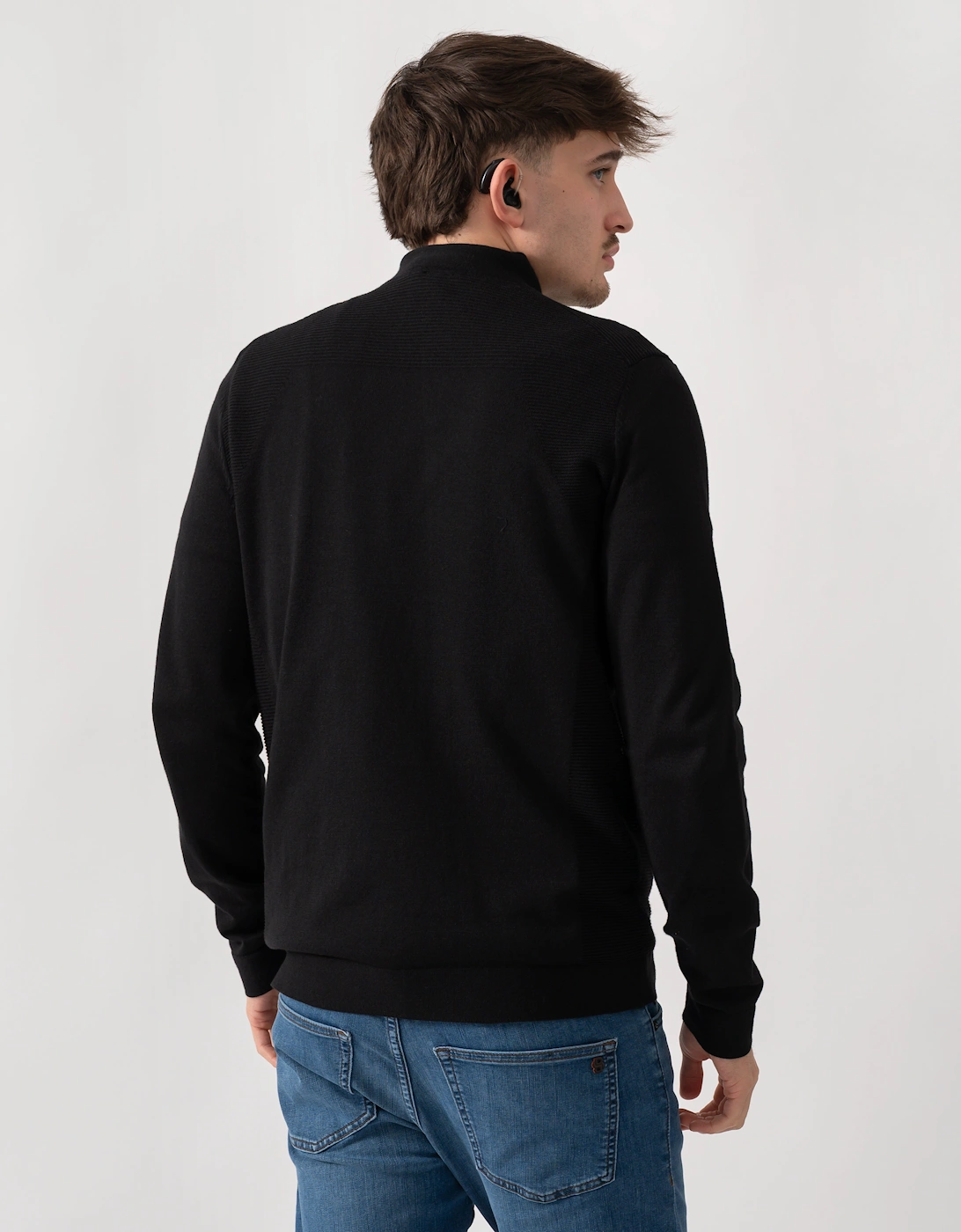 BOSS Green Momentum-Lite Mens 1/4 Zip Funnel Neck Jumper - Black 001