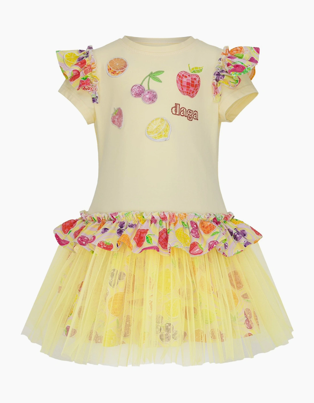 Girls Yellow Tutti Fruity Tulle Dress