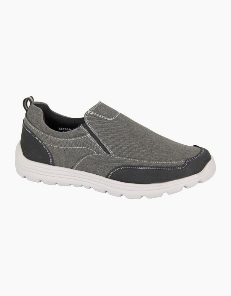 Dek Mens Black Denim Canvas Memory Foam Trainers