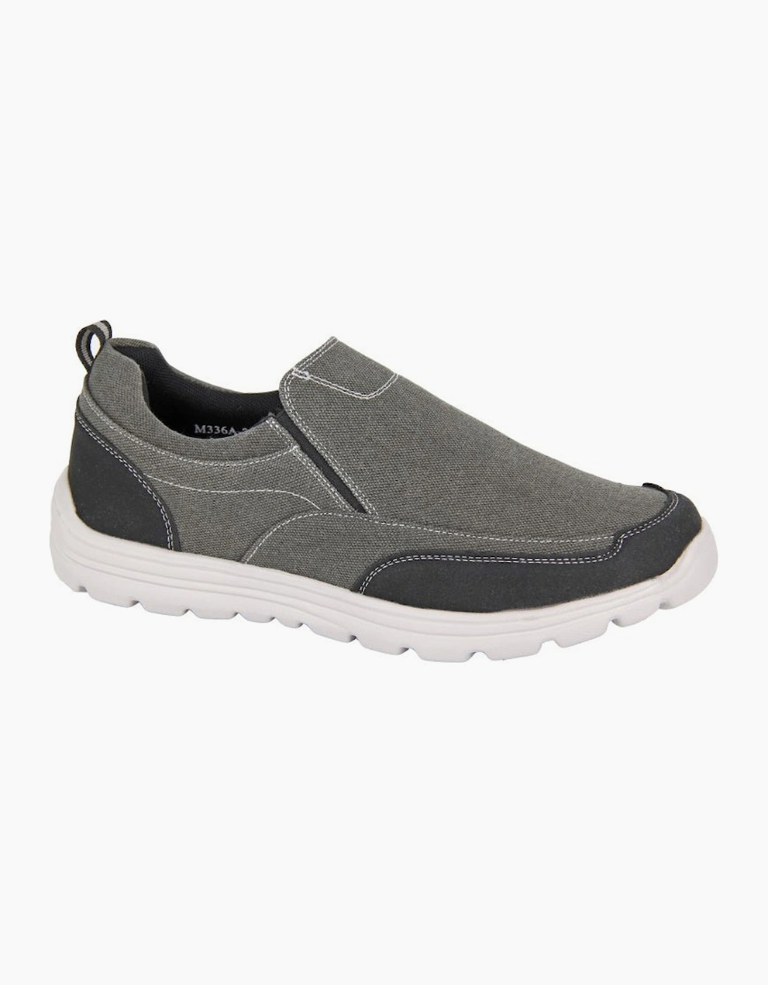 Dek Mens Black Denim Canvas Memory Foam Trainers, 2 of 1