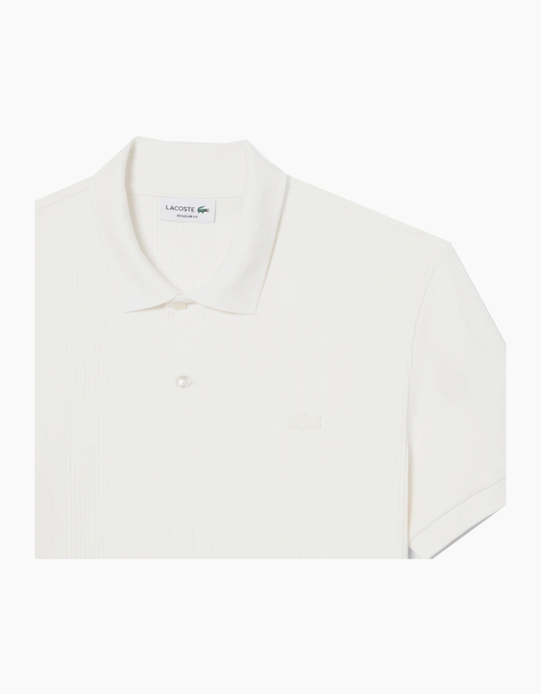 Lacoste Men's White Ribbed Knit Polo Shirt