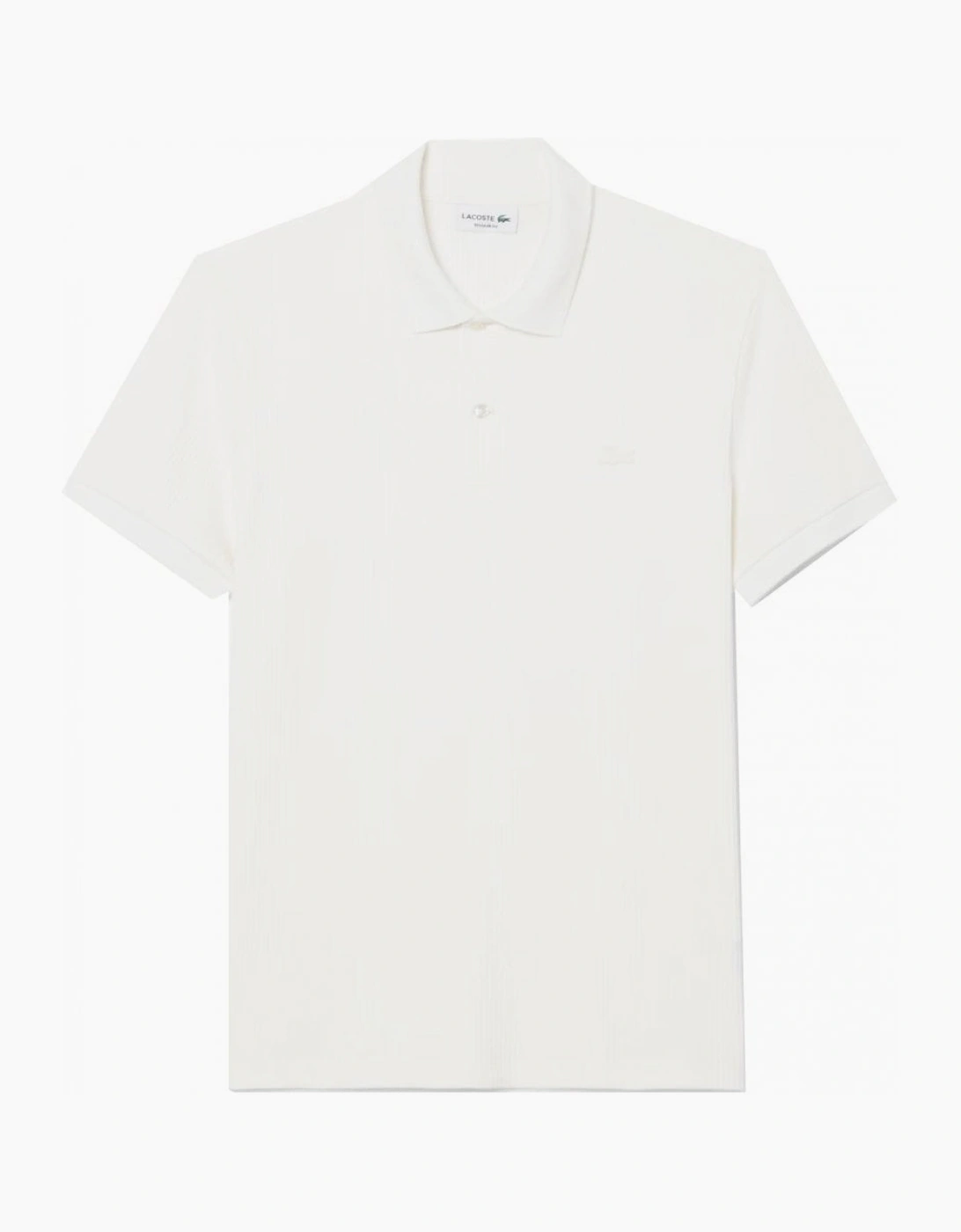 Lacoste Men's White Ribbed Knit Polo Shirt  38 4/M