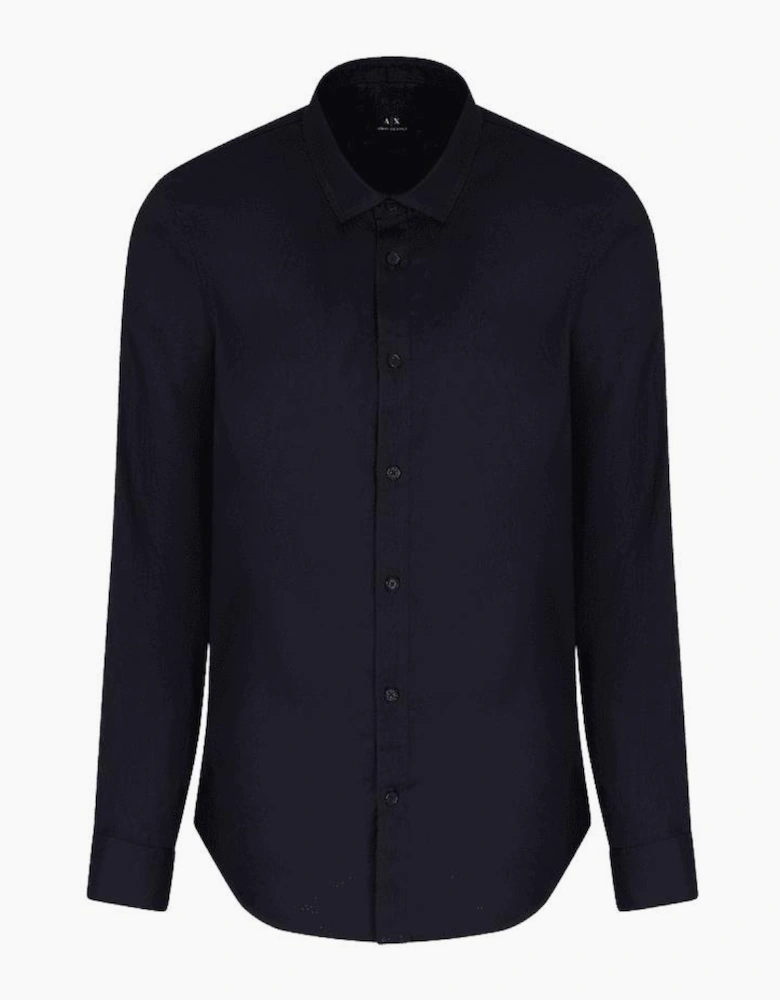 Linen Long Sleeve Black Shirt