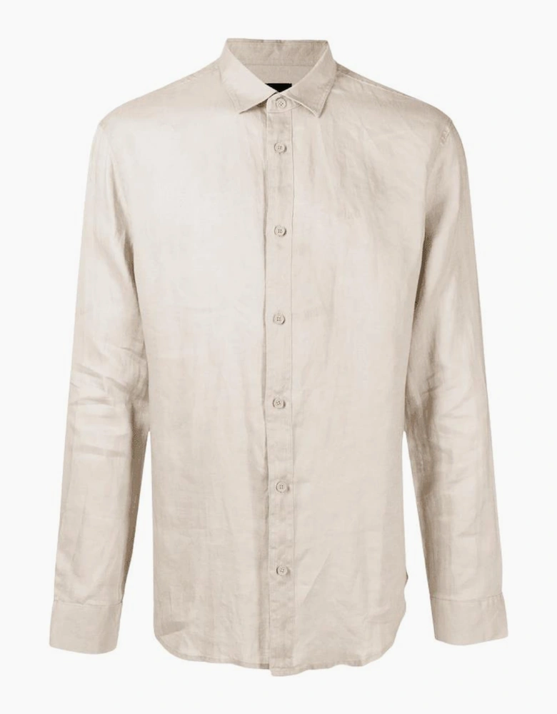Linen Long Sleeve Beige Shirt