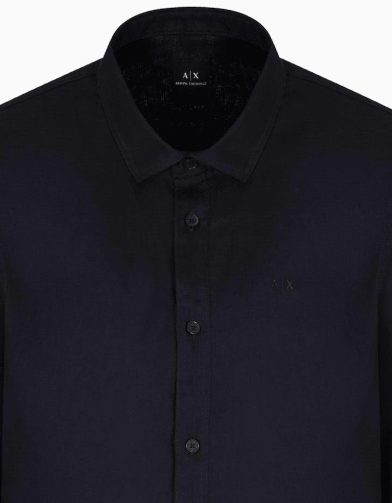 Linen Long Sleeve Black Shirt