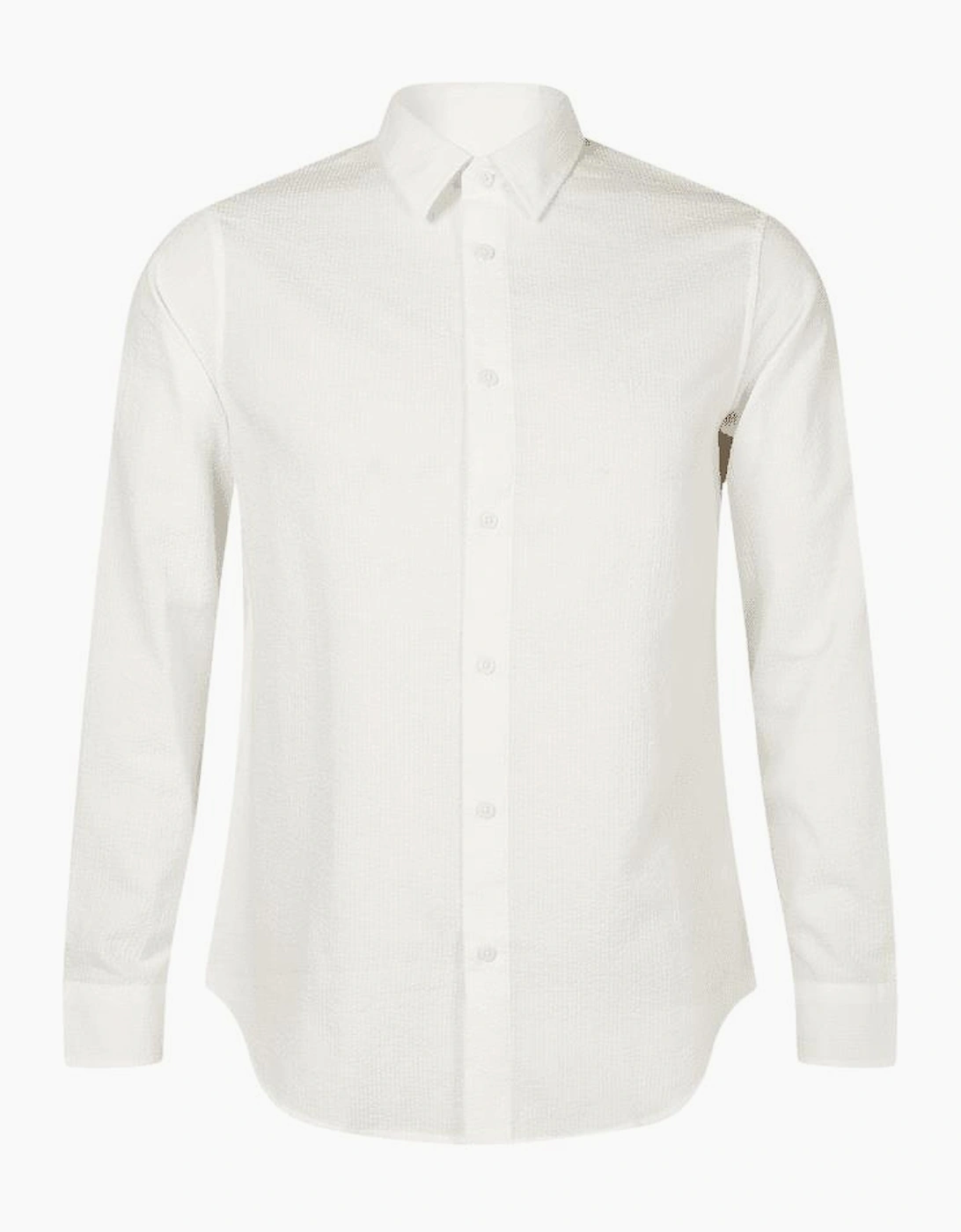 Seersucker Textured Long Sleeve White Shirt, 4 of 3