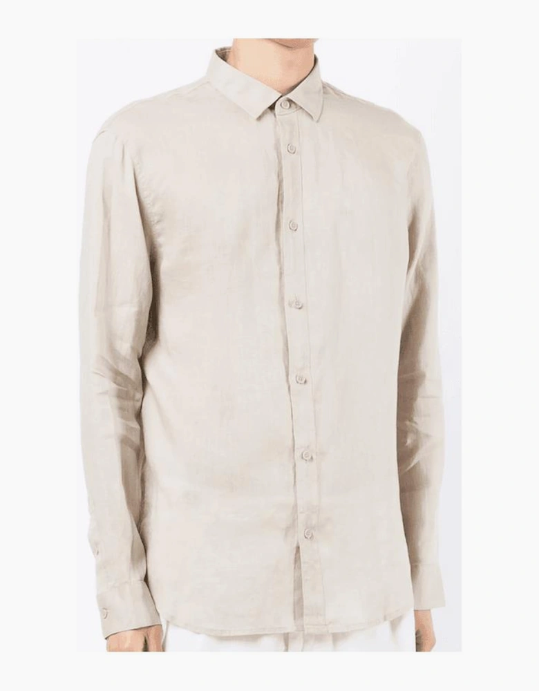 Linen Long Sleeve Beige Shirt