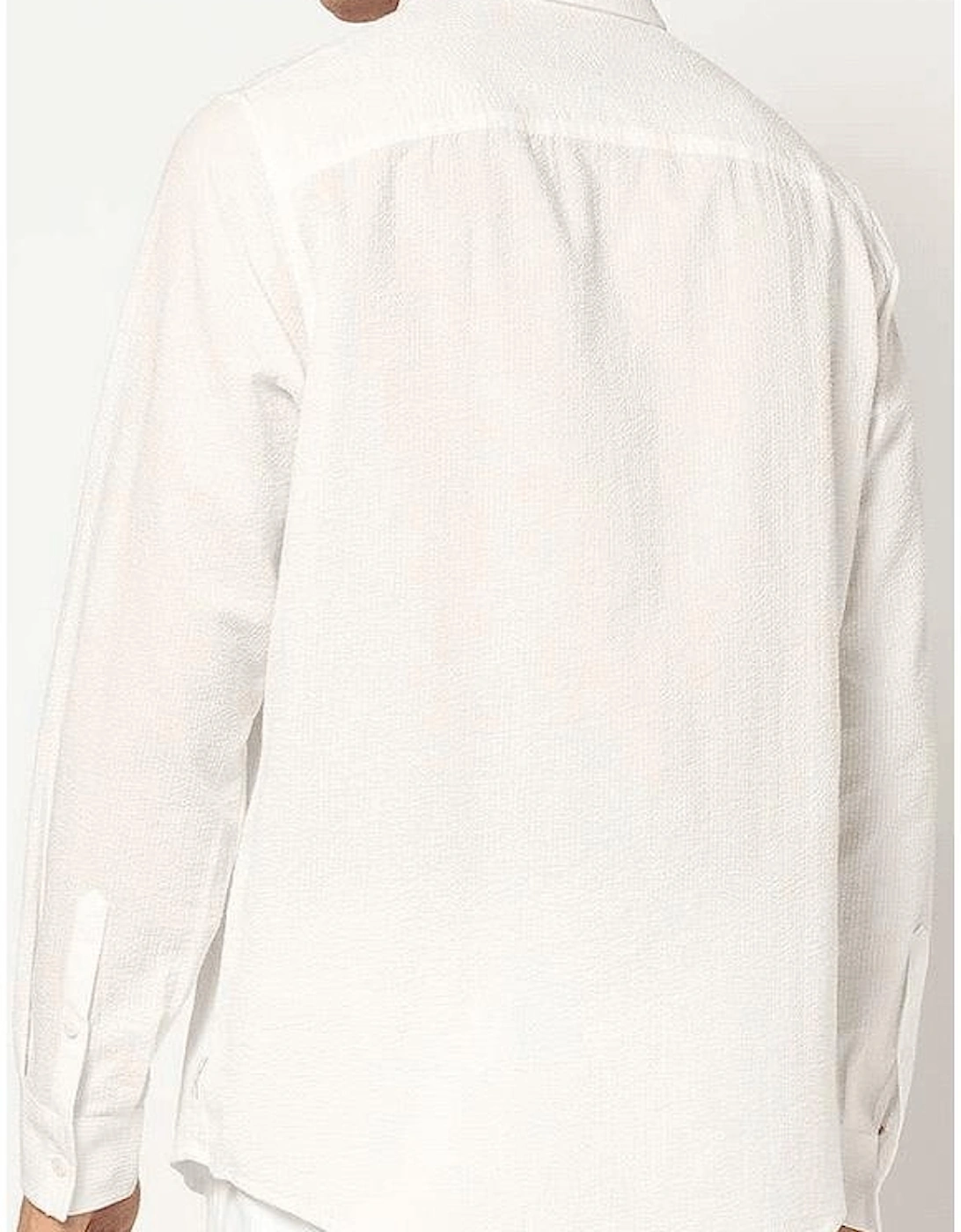 Seersucker Textured Long Sleeve White Shirt