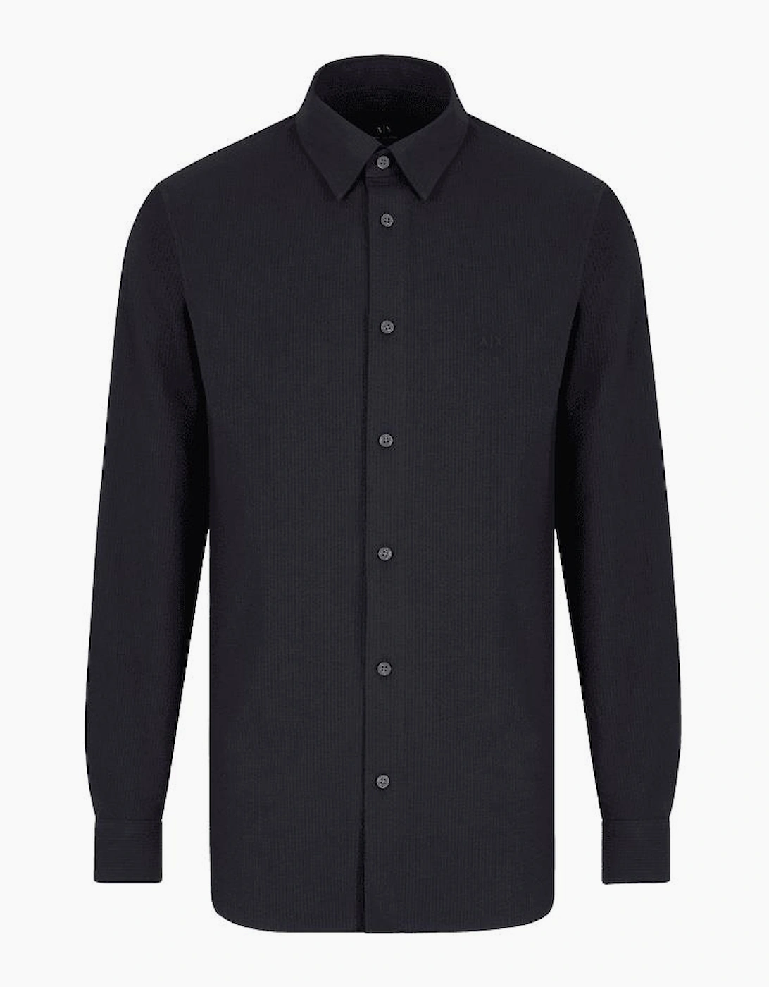 Seersucker Textured Long Sleeve Navy Shirt, 4 of 3