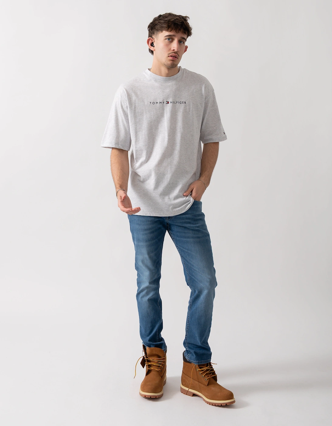 Tommy Hilfiger Logo Mens Lounge Tee - Ice Grey Heather
