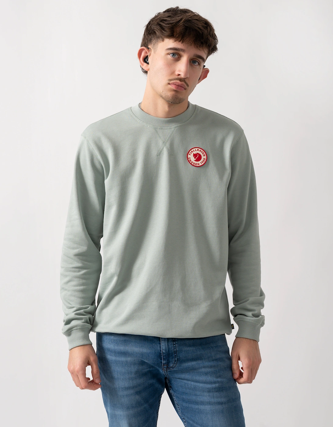 Fjallraven 1960 Logo Badge Mens Sweatshirt - Misty Green 674