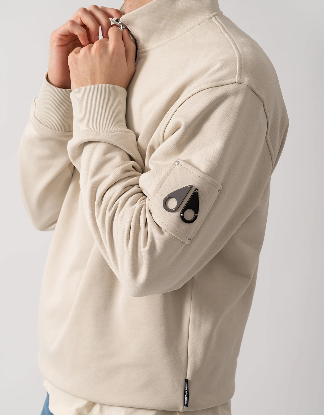 Moose Knuckles Hartsfield Mens 1/4 Zip Sweatshirt - Alabaster 1705
