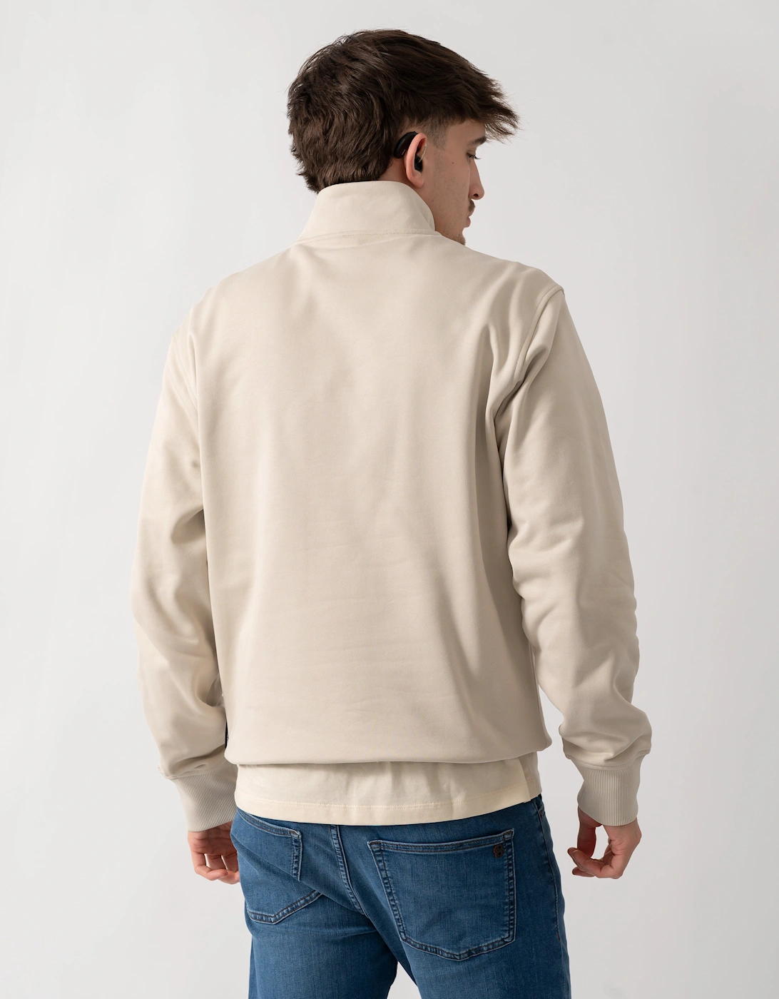 Moose Knuckles Hartsfield Mens 1/4 Zip Sweatshirt - Alabaster 1705
