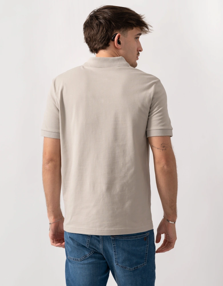 BOSS Orange Passenger Mens Stretch-Cotton Slim-Fit Polo Shirt with Logo Patch - Open Grey 070