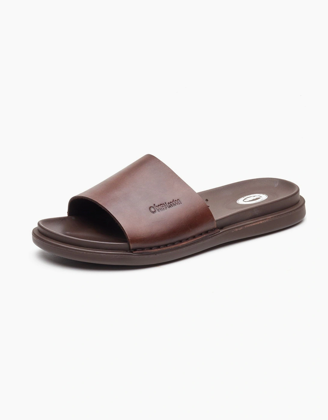Base Men's Brown London Albany Leather Slides - Size 7